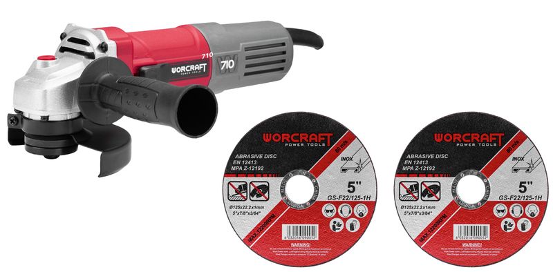 Polizor Unghiular Worcraft AG08-125P, 710W, 125 mm, M14 +2discuri +TV2.52 ST