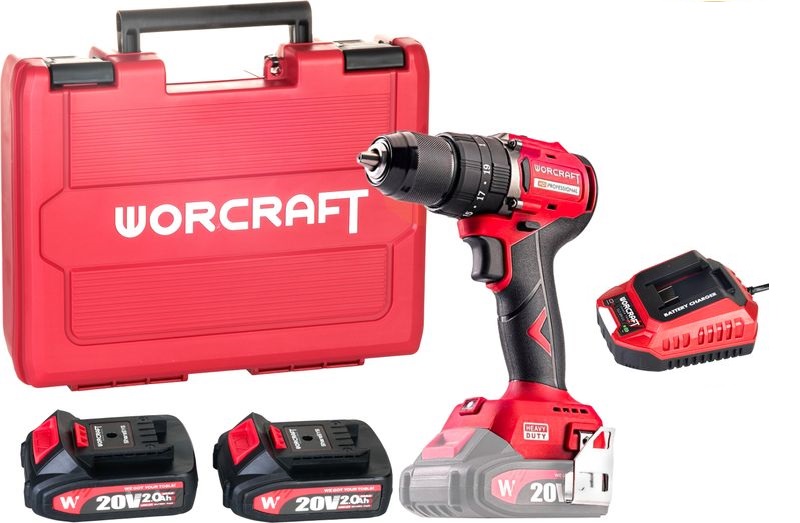 Masina de gaurit si insurubat Worcraft CHD-S20LiBCM, Brushless, 20V, 60Nm, 2x Li-ion 2 Ah, 1x incarcator,Valiza